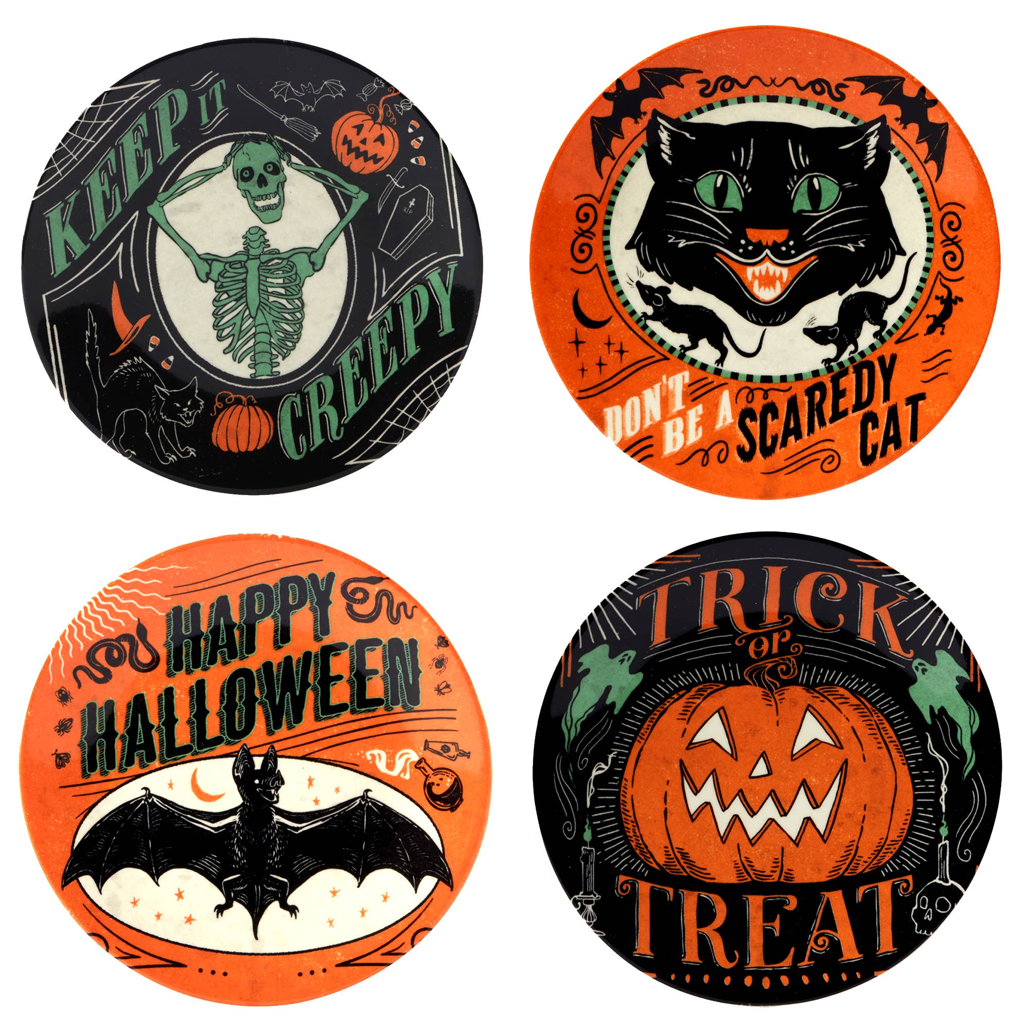 Scaredy Cat Halloween Canape Plate Round 6" asst.