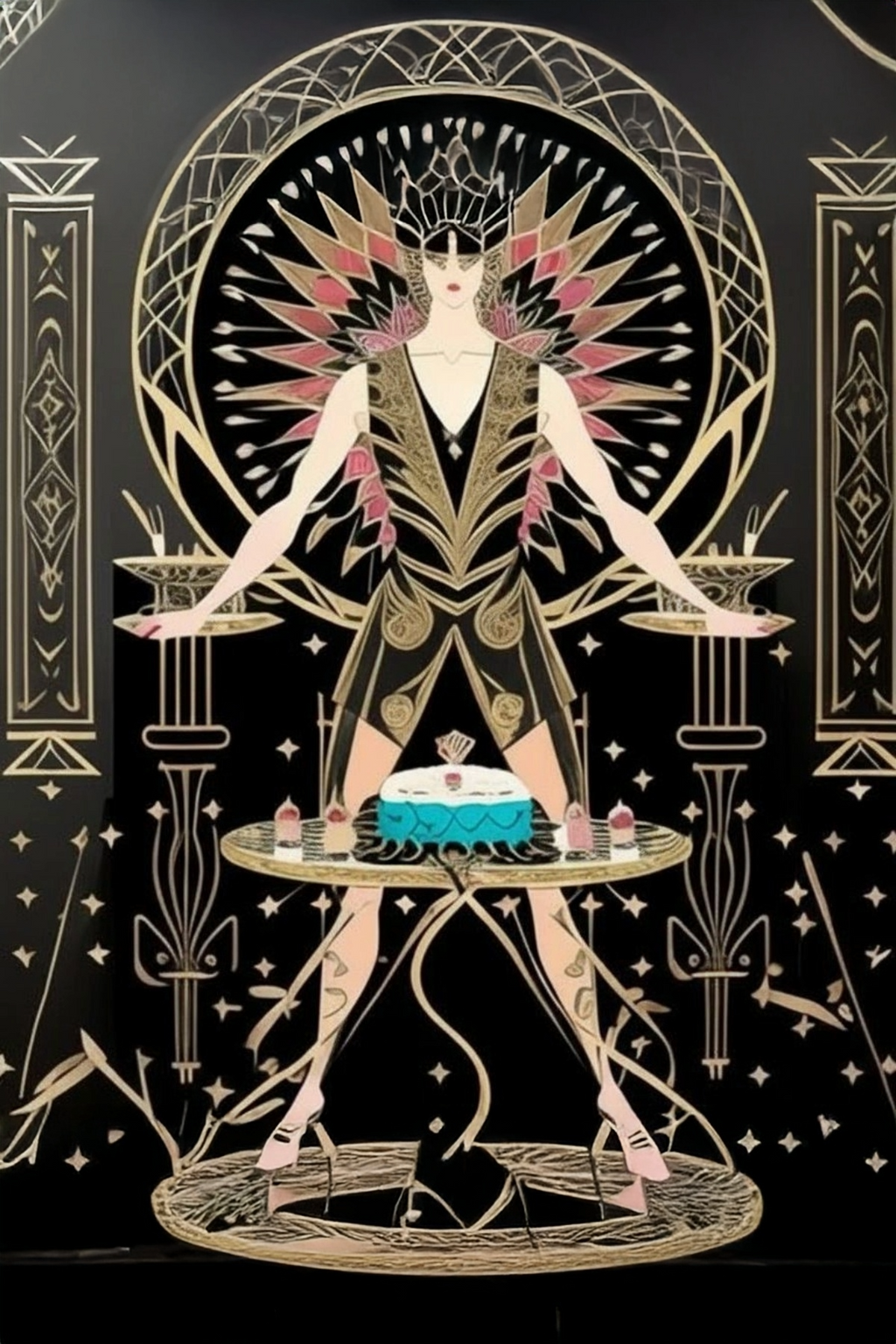 Art Deco Birthday Card / On handcrafted paper