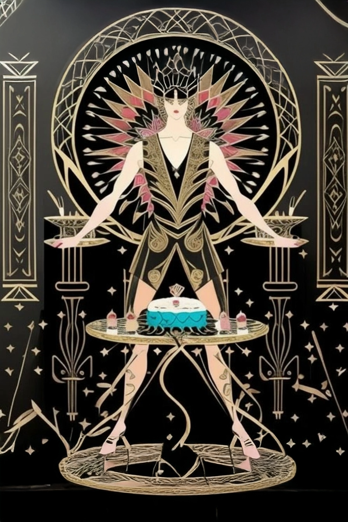 Art Deco Birthday Card / On handcrafted paper