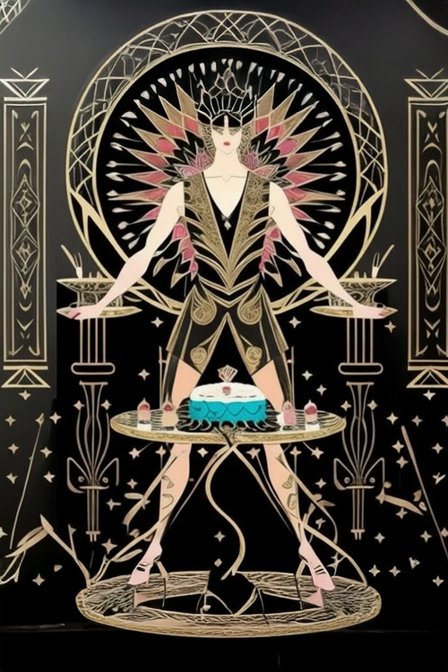 Art Deco Birthday Card / On handcrafted paper