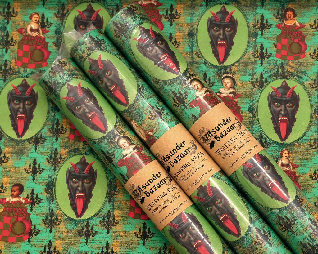 Krampus Children Collage Wrapping Paper Set 3 Sheet Roll (Not Yet Available)