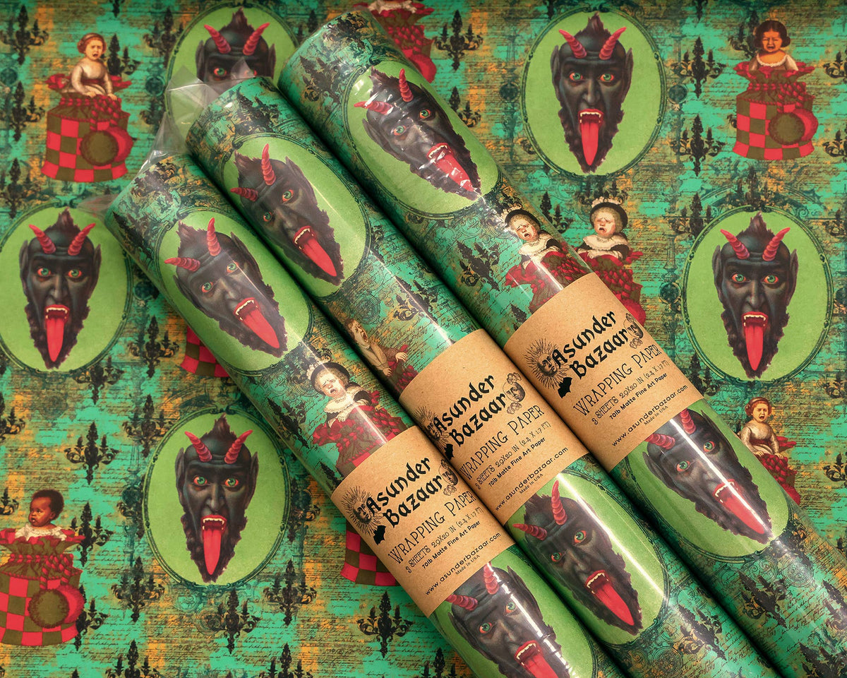 Krampus Children Collage Wrapping Paper Set 3 Sheet Roll (Not Yet Available)