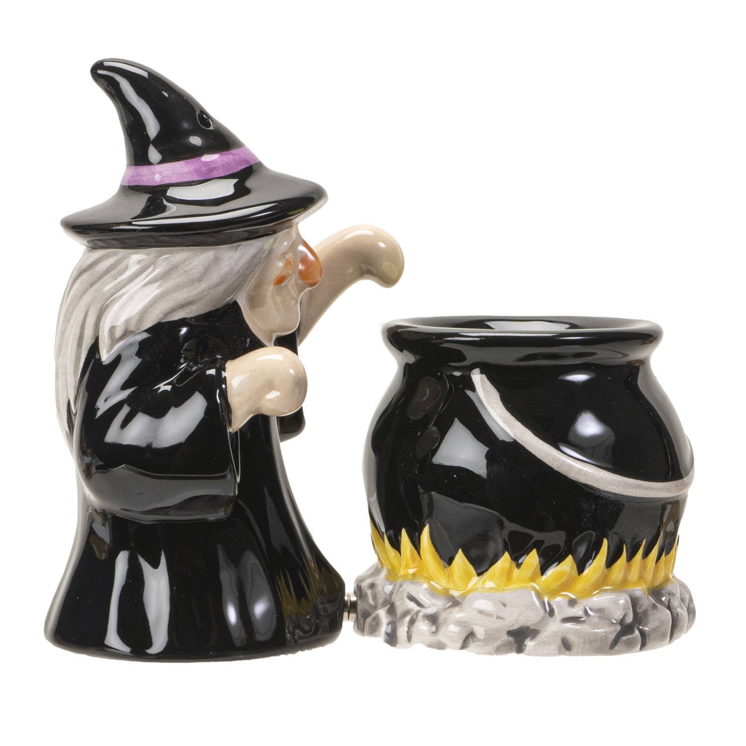 Witch and Cauldron Ceramic Salt & Pepper Shaker Set