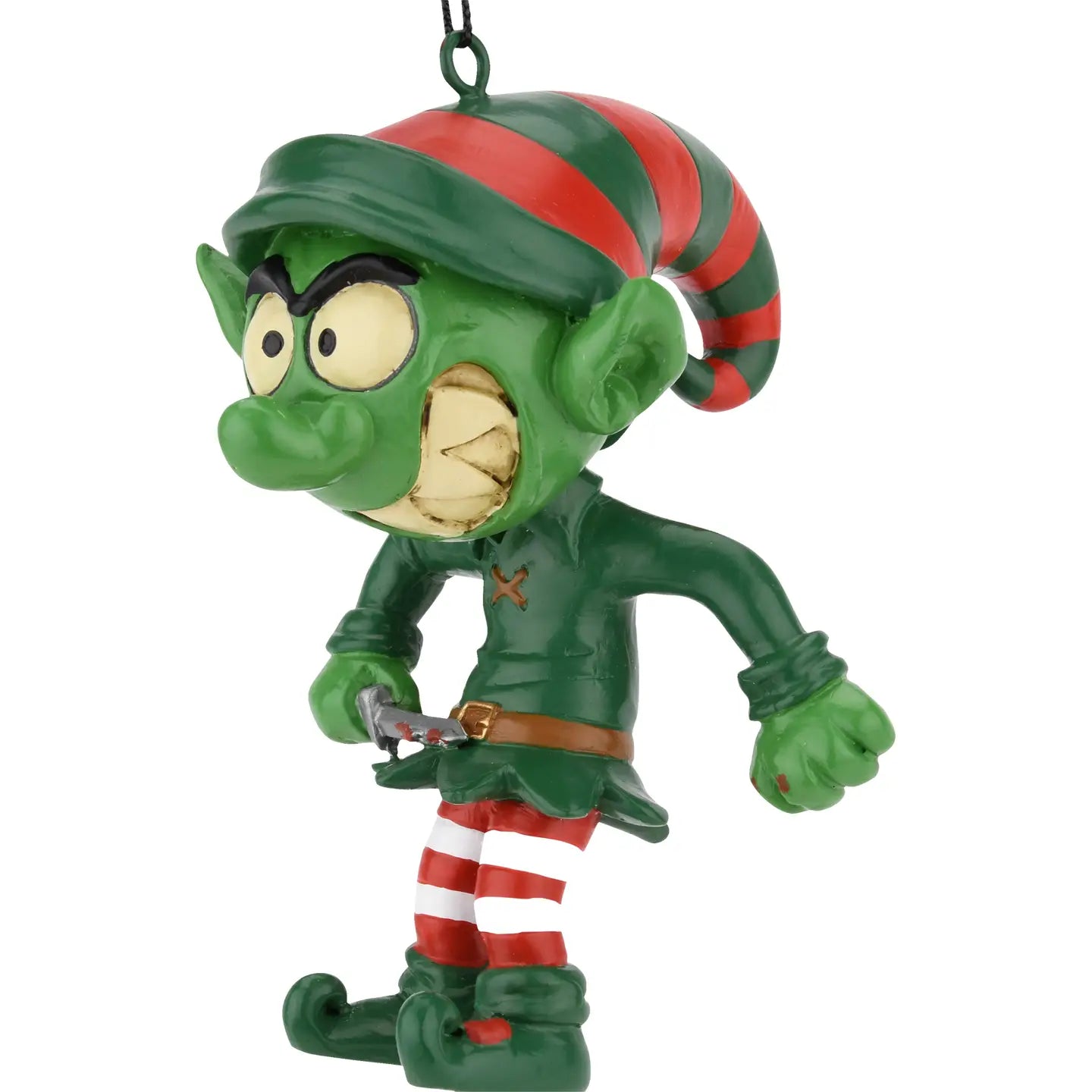 Evil Elf with Bloody Knife Halloween - Christmas Ornament