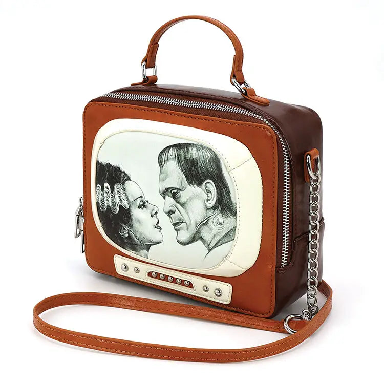 Glow in the Dark Frankenstein and Bride Tv Set Bag in Vinyl