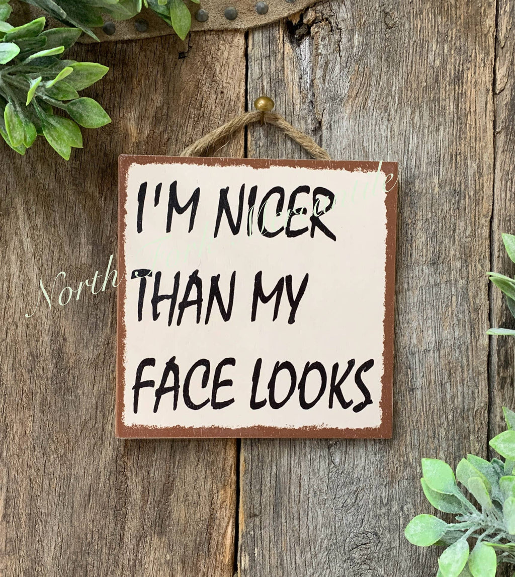 Im Nicer Than My Face Looks, Funny Sign, Sarcastic Sign