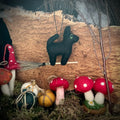 Handmade flying black cat ornament