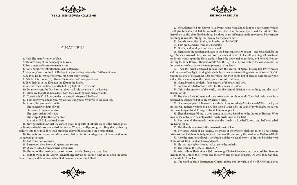 Halloween-Emporium Aleister Crowley Collection hardcover book interior page showing Chapter I text and gilded edges