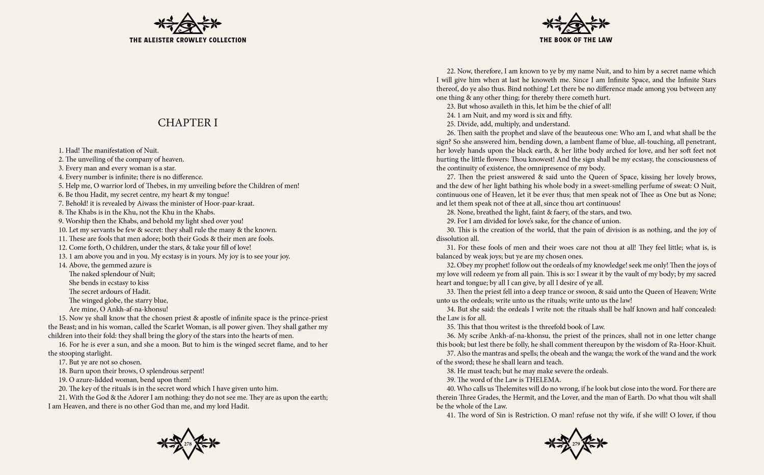 Halloween-Emporium Aleister Crowley Collection hardcover book interior page showing Chapter I text and gilded edges