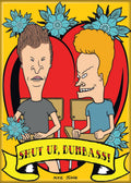 Halloween-Emporium Beavis and Butt-Head magnet featuring the duo with a red heart, floral accents, and text.