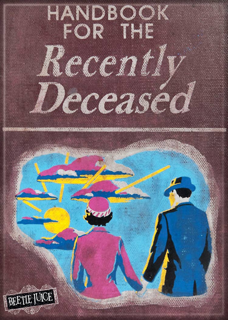 Halloween-Emporium Beetlejuice Handbook for the Recently Deceased magnet featuring iconic movie cover art