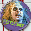 Halloween-Emporium 3-inch round button featuring Beetlejuice character art on a purple background