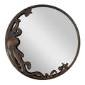 Halloween-Emporium round wall mirror with a dark bronze octopus frame featuring intricate tentacle details.