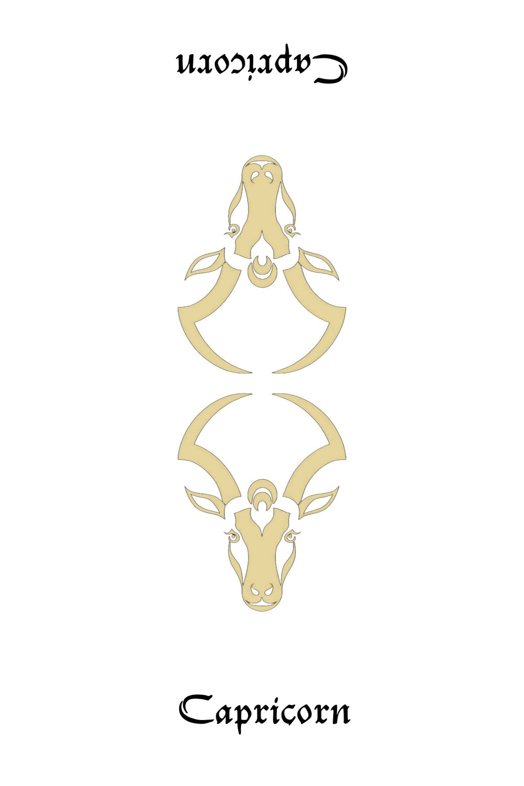 Halloween-Emporium Capricorn zodiac tarot card featuring a minimalist gold goat emblem on a white background.