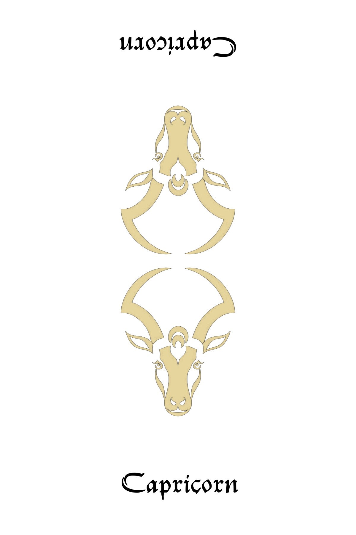 Halloween-Emporium Capricorn zodiac tarot card featuring a minimalist gold goat emblem on a white background.