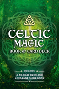Halloween-Emporium Celtic Magic book and 50-card oracle deck set with green knotwork design and gold lettering