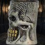 Halloween-Emporium ceramic skull mug with a weathered bone finish and detailed skeletal features for gothic decor.