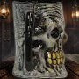 Halloween-Emporium ceramic skull mug with weathered bone finish and detailed skeletal features for gothic decor.