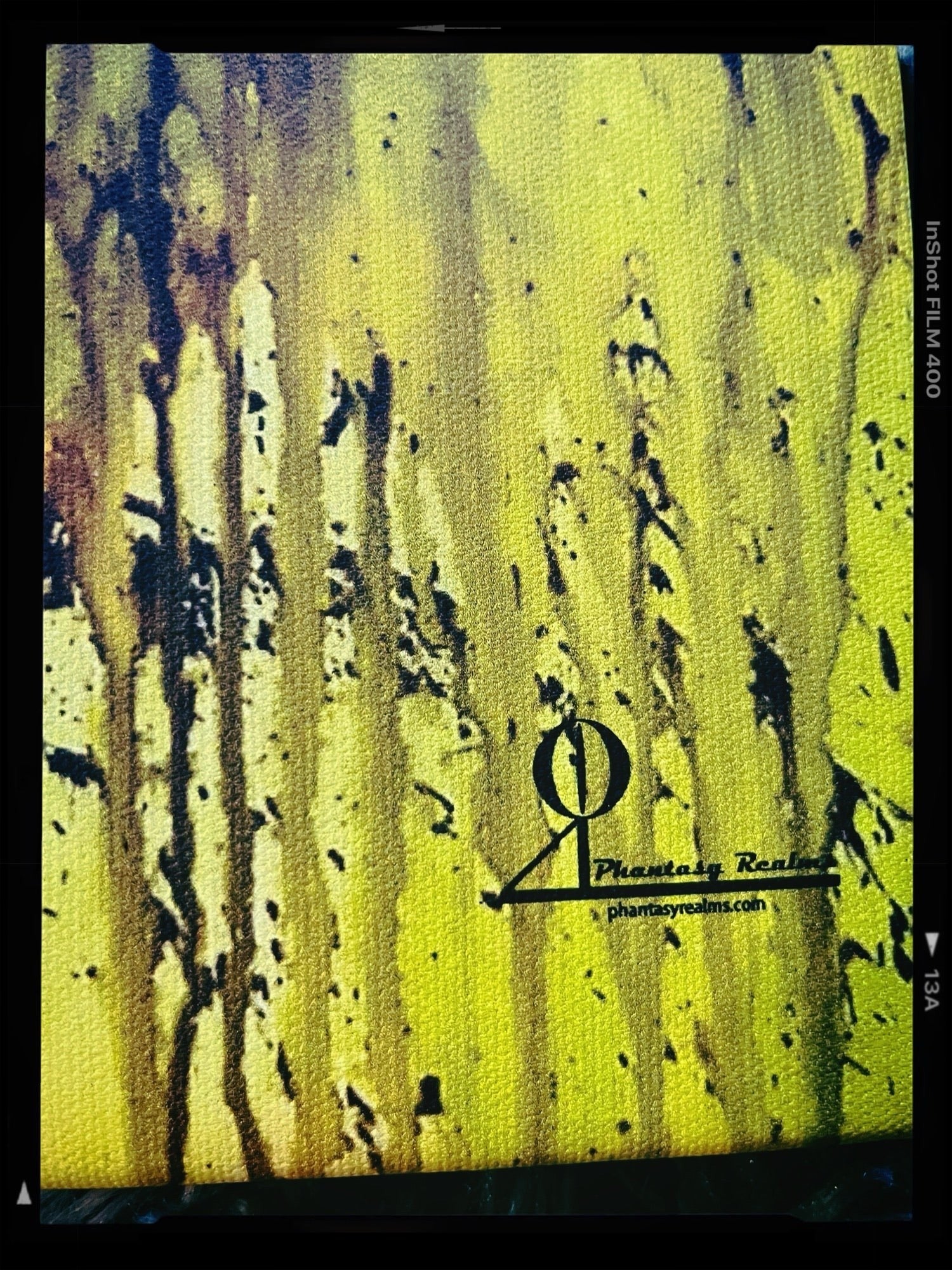 Halloween-Emporium Creature from the Black Lagoon canvas print with yellow and black abstract drip paint design