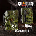 Halloween-Emporium Ghoulish Productions Cthulhu ceramic mug with 3D green tentacle design and black handle