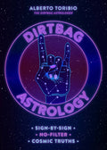 Halloween-Emporium Dirtbag Astrology hardcover book cover with neon purple rock hand sign and star constellations