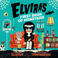 Halloween-Emporium Elvira's First Book of Monsters board book cover featuring a cute cartoon Elvira and spooky friends.