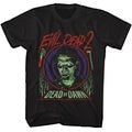 Halloween-Emporium black Evil Dead 2 Dead By Dawn graphic crewneck t-shirt with vibrant horror movie artwork.