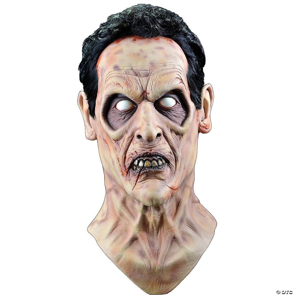 Halloween-Emporium Evil Dead Ash Williams full-head mask with decaying skin texture, hollow eyes, and black hair.