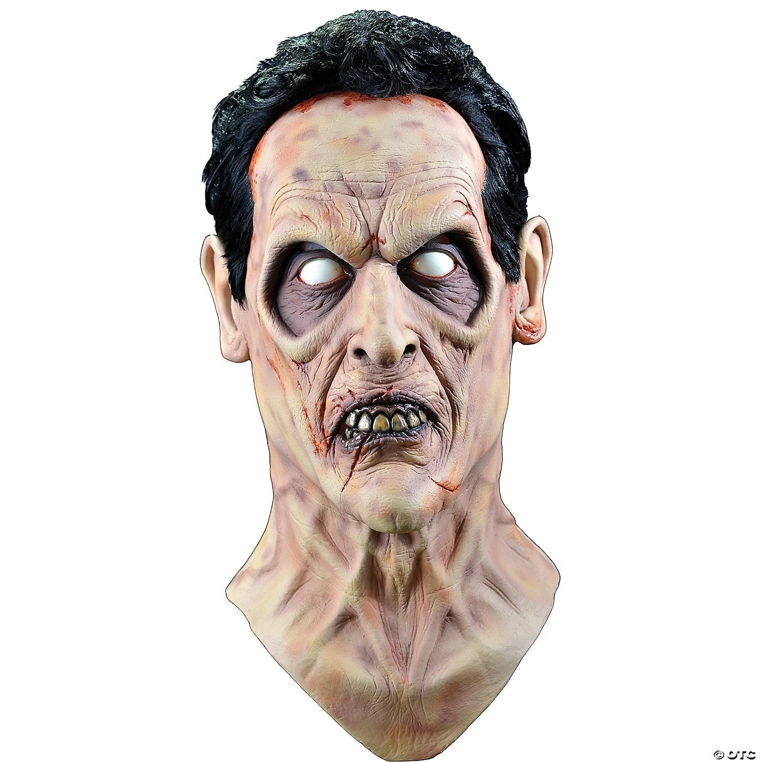 Halloween-Emporium Evil Dead Ash Williams full-head mask with decaying skin texture, hollow eyes, and black hair.
