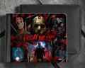 Halloween-Emporium Friday the 13th bifold wallet featuring a red and black Jason Voorhees horror movie graphic print