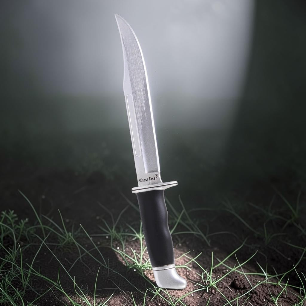 Halloween-Emporium officially licensed Ghost Face polyurethane foam prop knife with a silver blade and black handle