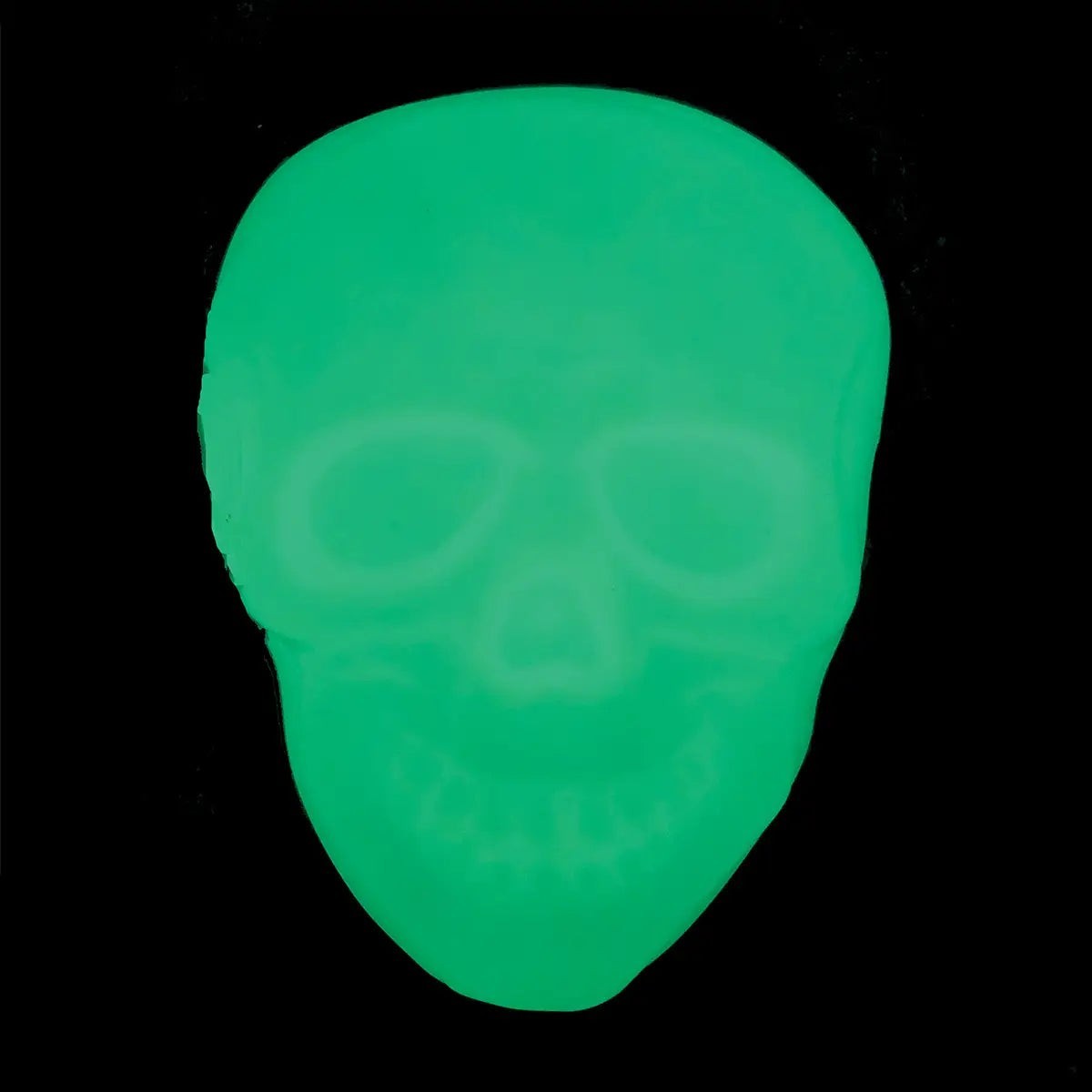 Halloween-Emporium glow in the dark green skull crossbody bag made of durable vinyl for gothic style accessories.