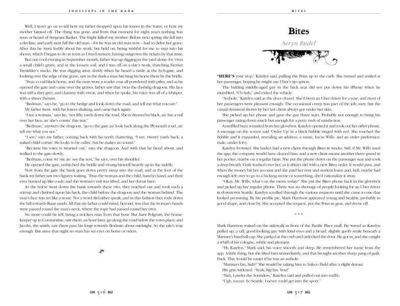 Halloween-Emporium Footsteps In The Dark gothic fantasy book interior page spread with printed text