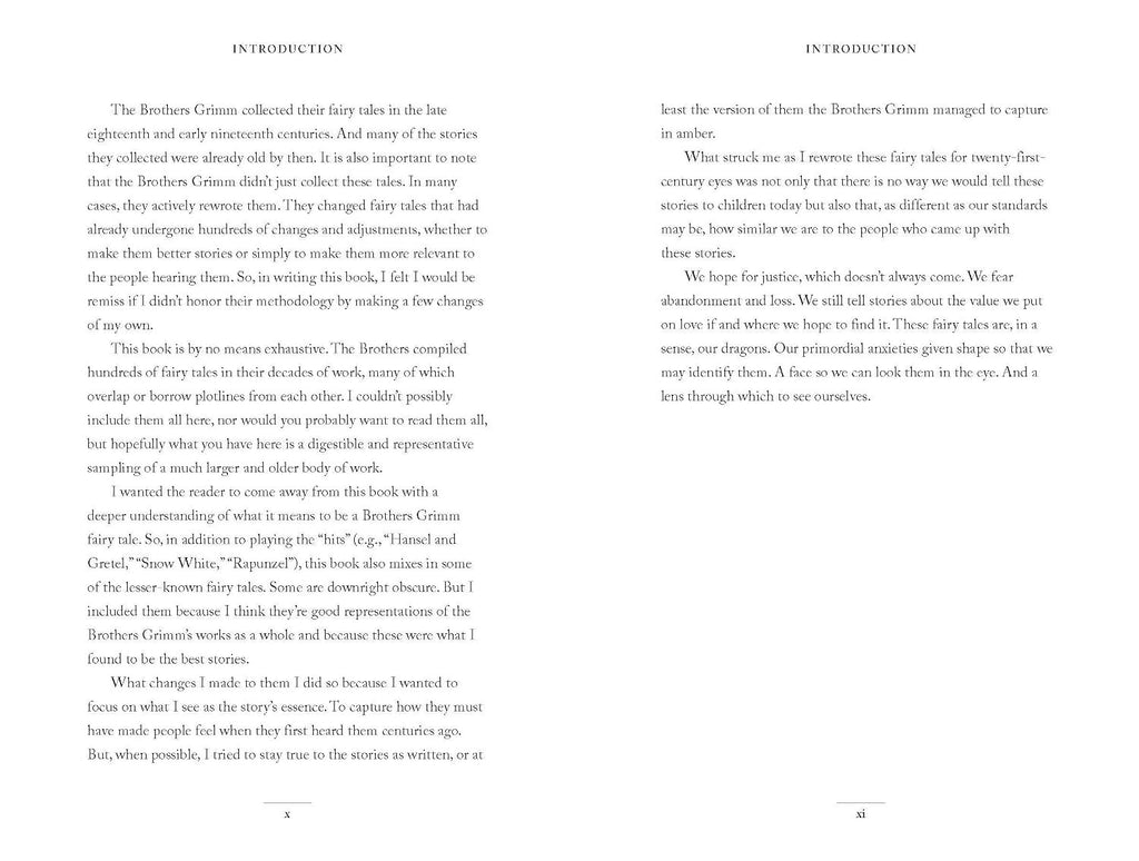 Halloween-Emporium Grimm and Grimmer book introduction pages with black text on white paper