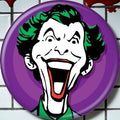 Halloween-Emporium Joker button featuring a classic comic book illustration of the villain on a purple background.
