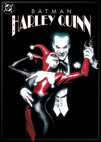 Halloween-Emporium DC Comics poster featuring Joker and Harley Quinn in a dramatic black and white art style