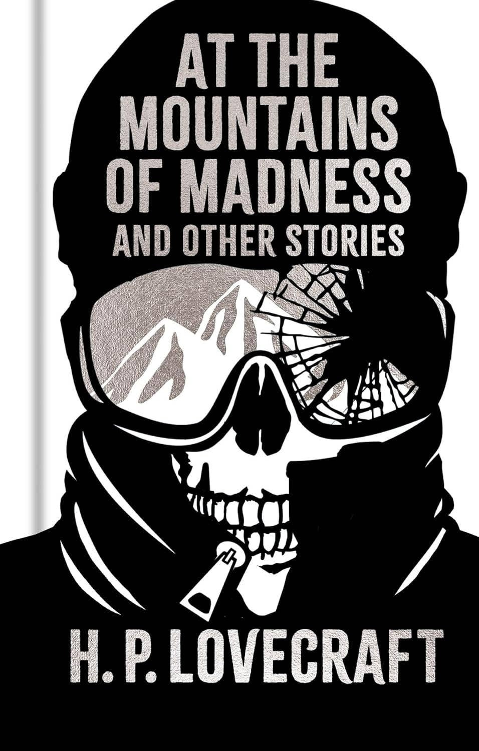 Halloween-Emporium hardback edition of At the Mountains of Madness by H. P. Lovecraft with a skull and mountain cover