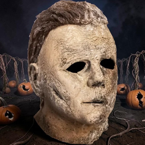 Halloween-Emporium Michael Myers mask from Halloween Ends featuring weathered, decaying skin texture and realistic hair.