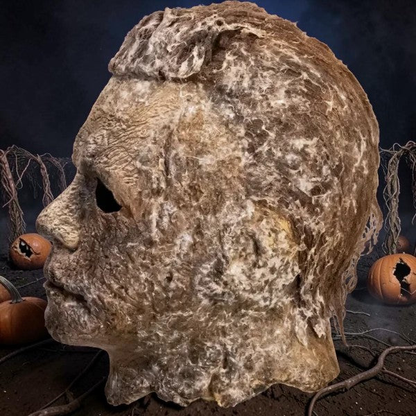 Halloween-Emporium Michael Myers mask from Halloween Ends featuring weathered, decaying skin texture and realistic hair.