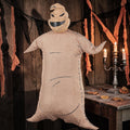 Halloween-Emporium Oogie Boogie hanging decoration made of tan burlap with black stitched details for Halloween decor.