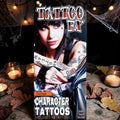 Halloween-Emporium TATTOO FX Outlaw character temporary tattoo sheet featuring thirteen rebellious ink designs