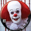 Halloween-Emporium IT movie Pennywise the clown round button pin with red hair and white face paint