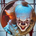 Halloween-Emporium 1.25 inch Pennywise button featuring the iconic horror clown from the 2017 IT movie.