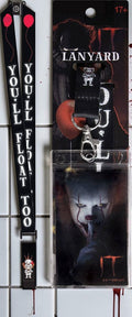 Halloween-Emporium It Pennywise lanyard featuring You'll Float Too text, red balloon icon, and clear ID holder.