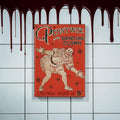Halloween-Emporium IT Pennywise vintage poster magnet featuring the dancing clown on a red background