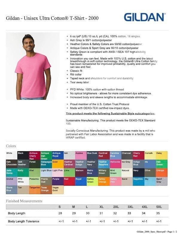 Halloween-Emporium unisex pink crewneck cotton t-shirt worn by a smiling man, showcasing a classic fit and durable design.