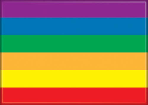 Halloween-Emporium Pride flag magnet with a vibrant six-stripe rainbow design and a smooth glossy finish.