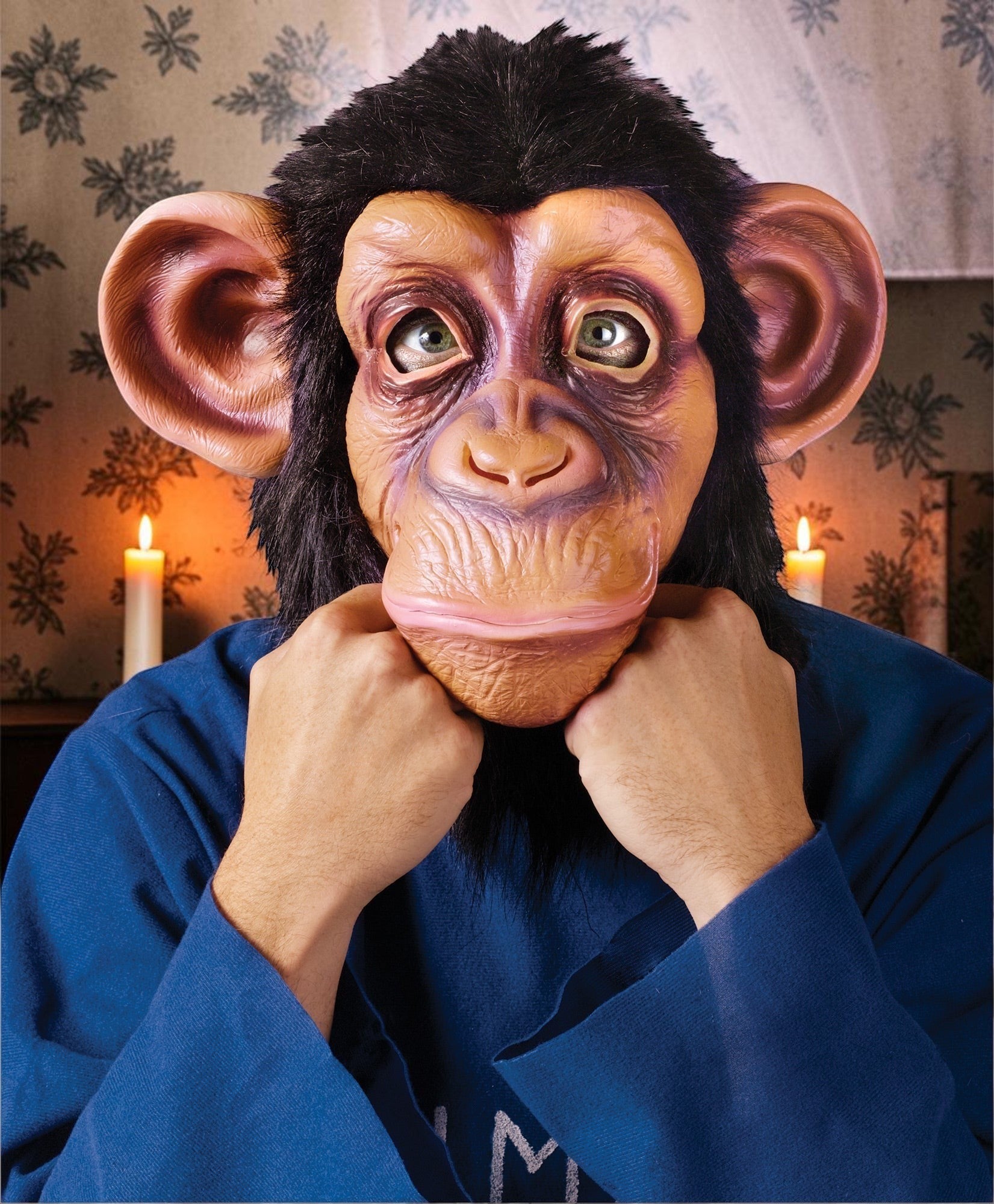Halloween-Emporium realistic chimpanzee mask with detailed facial features and black synthetic fur for costume parties.