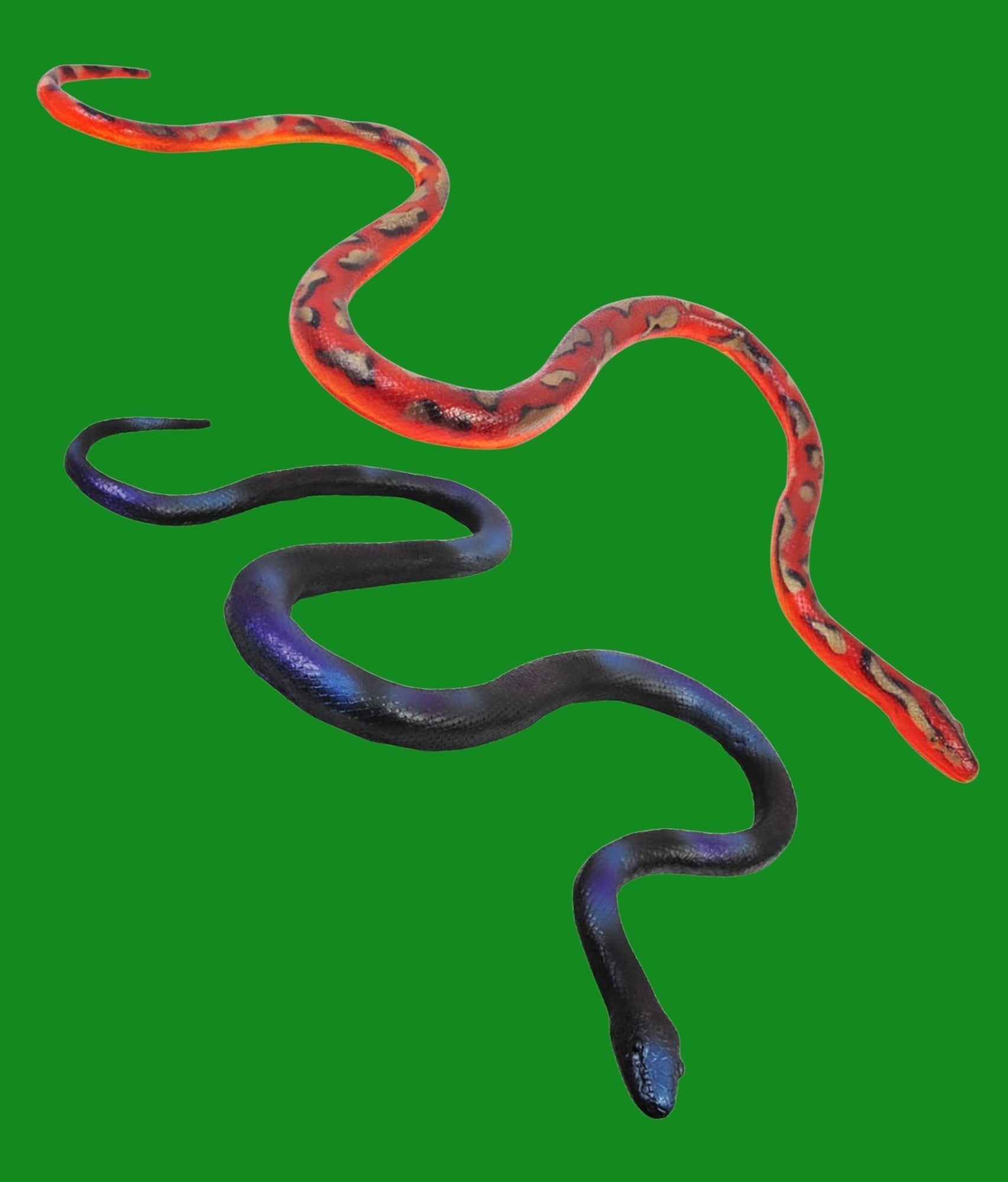 Halloween-Emporium realistic red patterned and sleek black snake Halloween decorations for indoor or outdoor display.