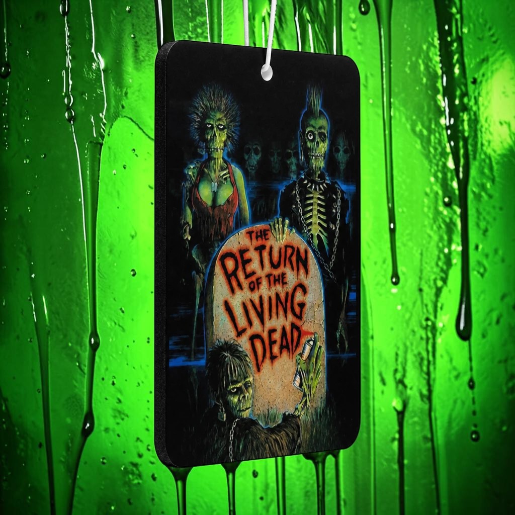 Halloween-Emporium Return of the Living Dead car air freshener with blue lotus scent and horror movie artwork